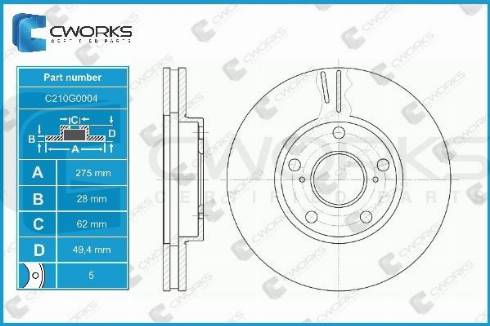 Cworks C210G0004 - Спирачен диск vvparts.bg