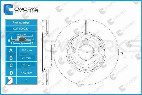 Cworks C210G0020 - Спирачен диск vvparts.bg