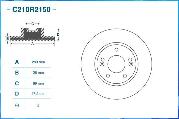 Cworks C210R2150 - Спирачен диск vvparts.bg