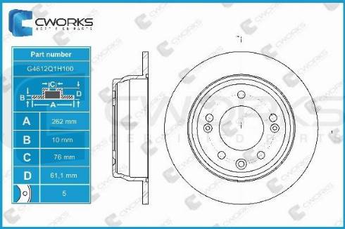 Cworks G4612Q1H100 - Спирачен диск vvparts.bg