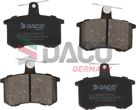 DACO Germany 329952 - Комплект спирачно феродо, дискови спирачки vvparts.bg