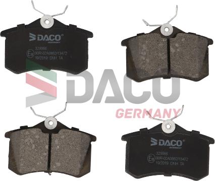 DACO Germany 329986 - Комплект спирачно феродо, дискови спирачки vvparts.bg