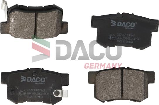 DACO Germany 329980 - Комплект спирачно феродо, дискови спирачки vvparts.bg