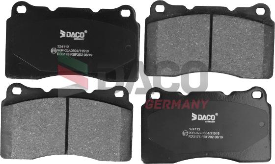 DACO Germany 324113 - Комплект спирачно феродо, дискови спирачки vvparts.bg