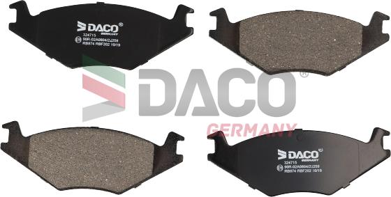 DACO Germany 324715 - Комплект спирачно феродо, дискови спирачки vvparts.bg