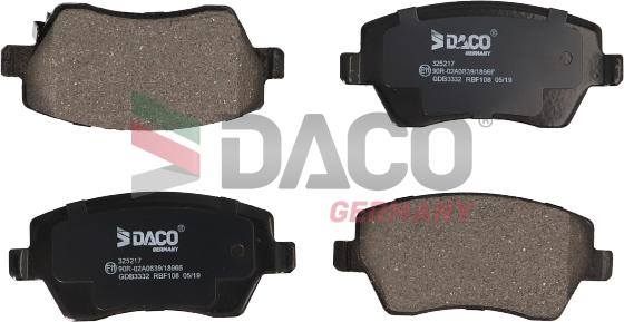 DACO Germany 325217 - Комплект спирачно феродо, дискови спирачки vvparts.bg