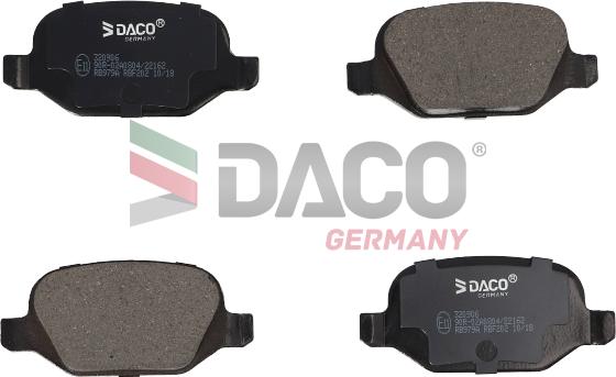 DACO Germany 320906 - Комплект спирачно феродо, дискови спирачки vvparts.bg