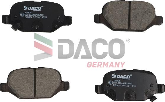 DACO Germany 320925 - Комплект спирачно феродо, дискови спирачки vvparts.bg