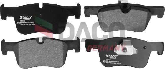 DACO Germany 320332 - Комплект спирачно феродо, дискови спирачки vvparts.bg