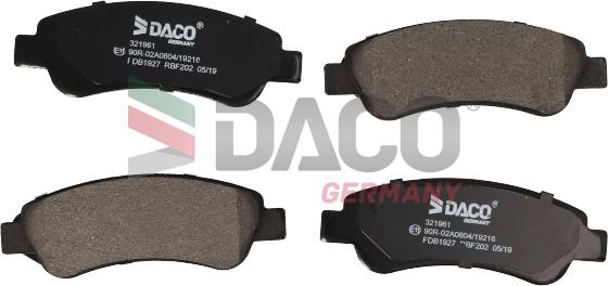 DACO Germany 321961 - Комплект спирачно феродо, дискови спирачки vvparts.bg