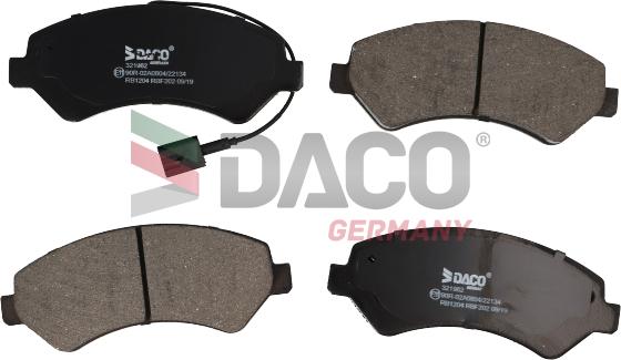 DACO Germany 321962 - Комплект спирачно феродо, дискови спирачки vvparts.bg