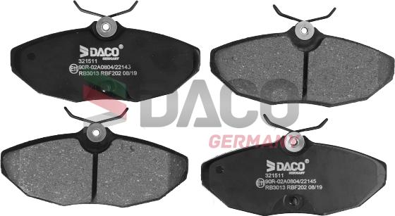 DACO Germany 321511 - Комплект спирачно феродо, дискови спирачки vvparts.bg