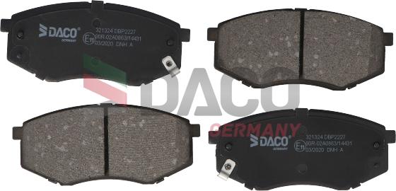 DACO Germany 321324 - Комплект спирачно феродо, дискови спирачки vvparts.bg