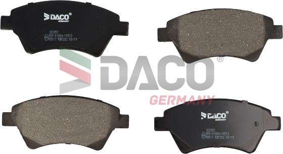 DACO Germany 323951 - Комплект спирачно феродо, дискови спирачки vvparts.bg
