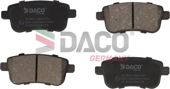 DACO Germany 323953 - Комплект спирачно феродо, дискови спирачки vvparts.bg