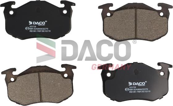 DACO Germany 323728 - Комплект спирачно феродо, дискови спирачки vvparts.bg