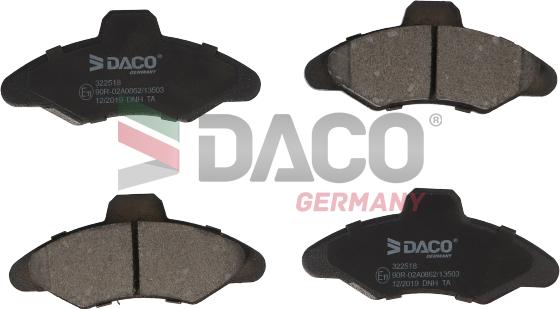 DACO Germany 322518 - Комплект спирачно феродо, дискови спирачки vvparts.bg