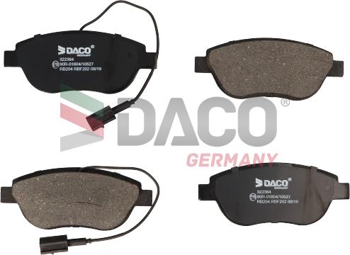 DACO Germany 322364 - Комплект спирачно феродо, дискови спирачки vvparts.bg