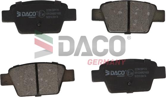 DACO Germany 322366 - Комплект спирачно феродо, дискови спирачки vvparts.bg