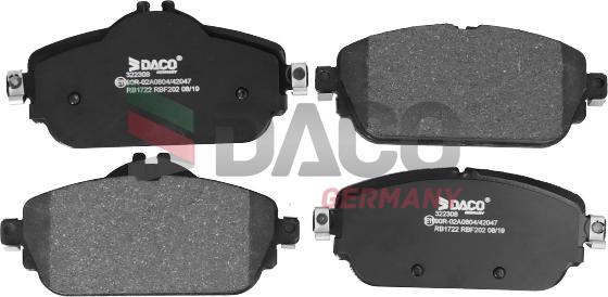 DACO Germany 322308 - Комплект спирачно феродо, дискови спирачки vvparts.bg
