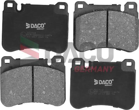 DACO Germany 322318 - Комплект спирачно феродо, дискови спирачки vvparts.bg