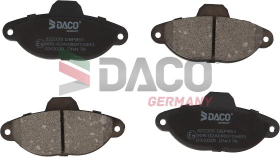 DACO Germany 322335 - Комплект спирачно феродо, дискови спирачки vvparts.bg