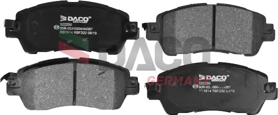 DACO Germany 322250 - Комплект спирачно феродо, дискови спирачки vvparts.bg