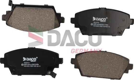 DACO Germany 322270 - Комплект спирачно феродо, дискови спирачки vvparts.bg