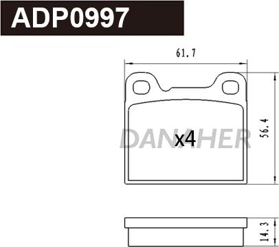 Danaher ADP0997 - Комплект спирачно феродо, дискови спирачки vvparts.bg