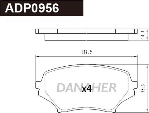 Danaher ADP0956 - Комплект спирачно феродо, дискови спирачки vvparts.bg