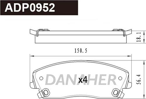 Danaher ADP0952 - Комплект спирачно феродо, дискови спирачки vvparts.bg