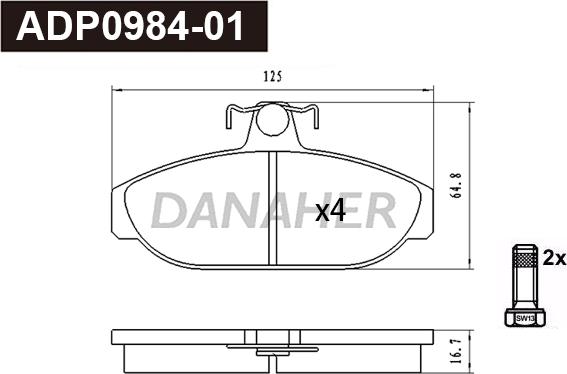 Danaher ADP0984-01 - Комплект спирачно феродо, дискови спирачки vvparts.bg
