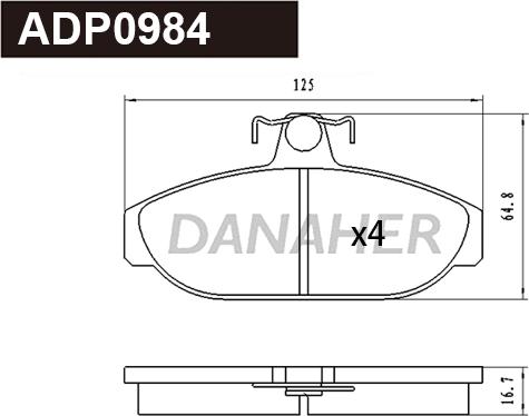 Danaher ADP0984 - Комплект спирачно феродо, дискови спирачки vvparts.bg