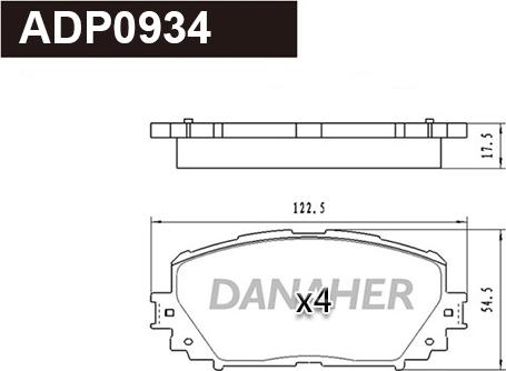 Danaher ADP0934 - Комплект спирачно феродо, дискови спирачки vvparts.bg