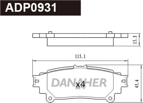 Danaher ADP0931 - Комплект спирачно феродо, дискови спирачки vvparts.bg