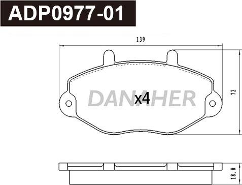 Danaher ADP0977-01 - Комплект спирачно феродо, дискови спирачки vvparts.bg