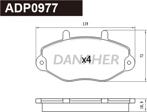 Danaher ADP0977 - Комплект спирачно феродо, дискови спирачки vvparts.bg