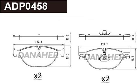 Danaher ADP0458 - Комплект спирачно феродо, дискови спирачки vvparts.bg