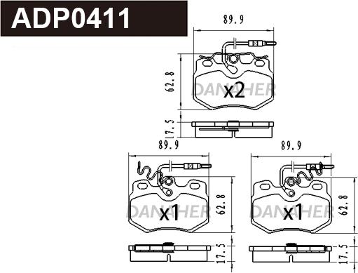 Danaher ADP0411 - Комплект спирачно феродо, дискови спирачки vvparts.bg