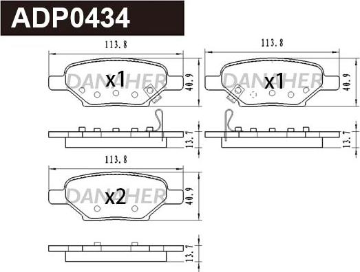 Danaher ADP0434 - Комплект спирачно феродо, дискови спирачки vvparts.bg