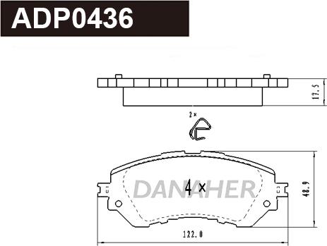 Danaher ADP0436 - Комплект спирачно феродо, дискови спирачки vvparts.bg