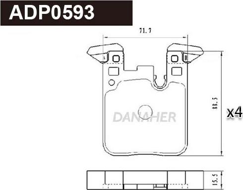Danaher ADP0593 - Комплект спирачно феродо, дискови спирачки vvparts.bg