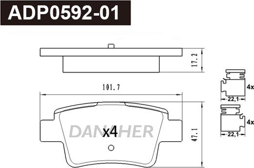 Danaher ADP0592-01 - Комплект спирачно феродо, дискови спирачки vvparts.bg