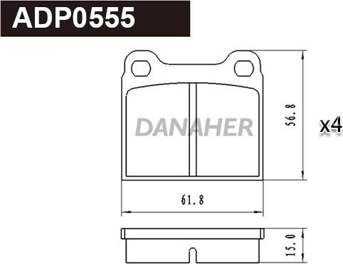 Danaher ADP0555 - Комплект спирачно феродо, дискови спирачки vvparts.bg