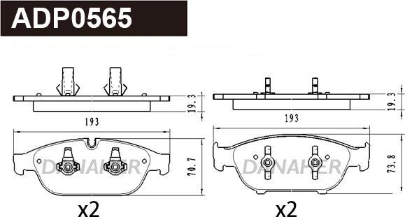 Danaher ADP0565 - Комплект спирачно феродо, дискови спирачки vvparts.bg