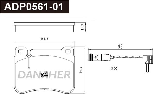 Danaher ADP0561-01 - Комплект спирачно феродо, дискови спирачки vvparts.bg