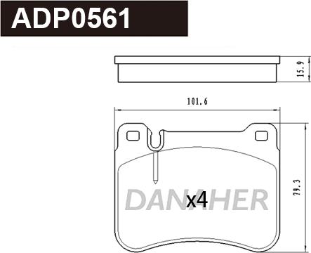 Danaher ADP0561 - Комплект спирачно феродо, дискови спирачки vvparts.bg