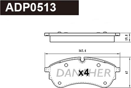 Danaher ADP0513 - Комплект спирачно феродо, дискови спирачки vvparts.bg