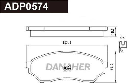 Danaher ADP0574 - Комплект спирачно феродо, дискови спирачки vvparts.bg