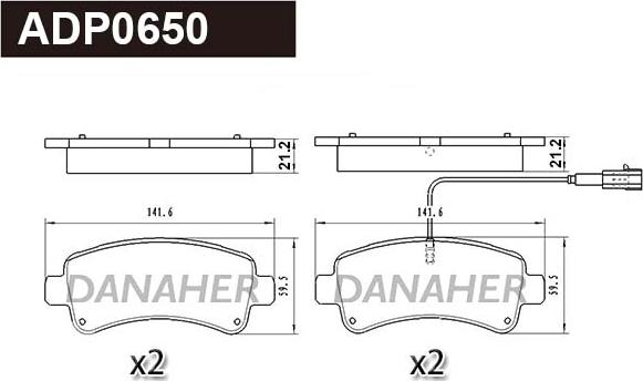 Danaher ADP0650 - Комплект спирачно феродо, дискови спирачки vvparts.bg